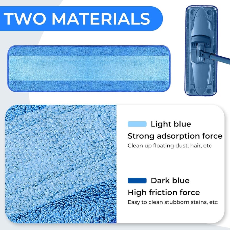 wlich 3 Pack Microfiber Cleaning Pads are Compatible with Bona Mop,18 Inch Replaceable Mop Pad Refill,Washable & Reusable Blue Microfiber Mop Pads for Hardwood and Hard-Surface Floors - Image 3